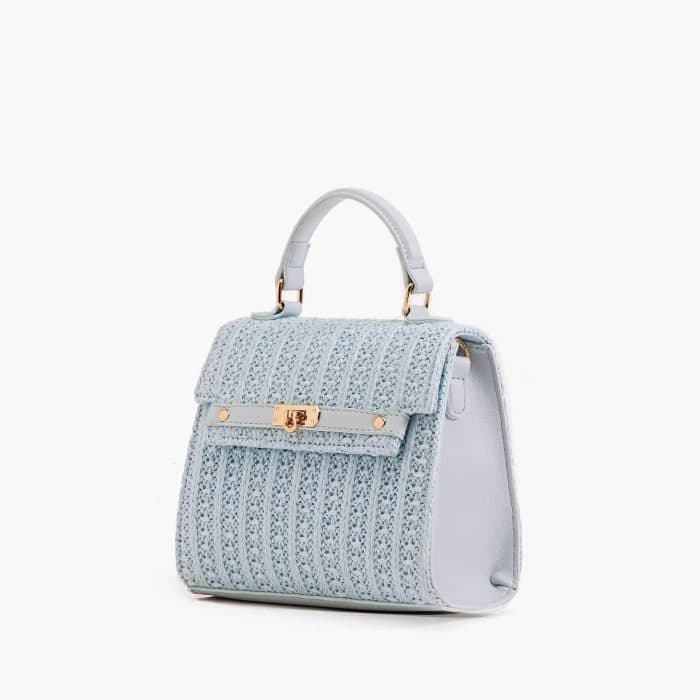 M-3025 Pastel Top Handle Straw Crossbody Handbag - Image 2