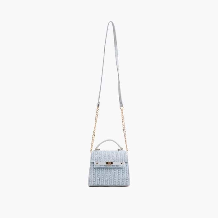 M-3025 Pastel Top Handle Straw Crossbody Handbag - Image 3