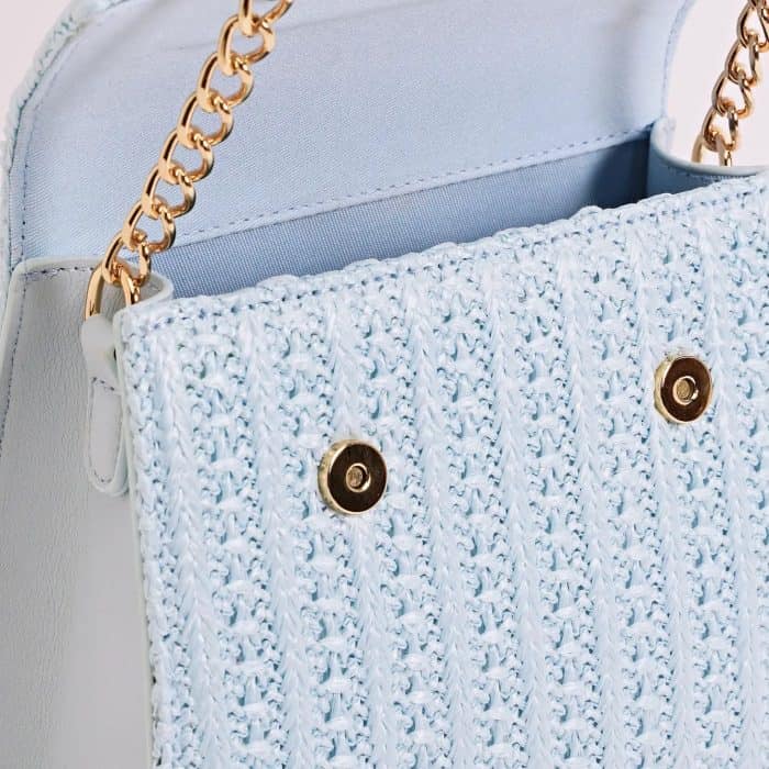 M-3025 Pastel Top Handle Straw Crossbody Handbag - Image 4