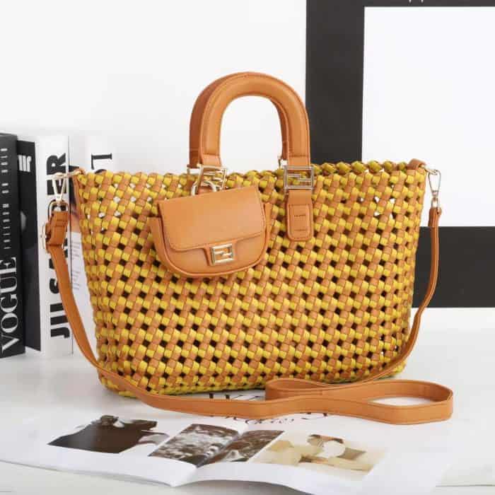 Madison Woven Large Tote - Yellow
