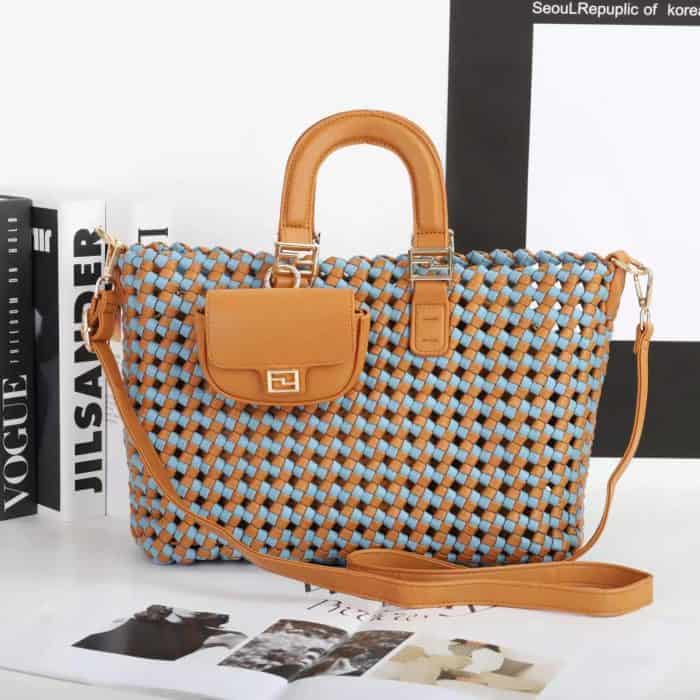 Madison Woven Large Tote - Blue