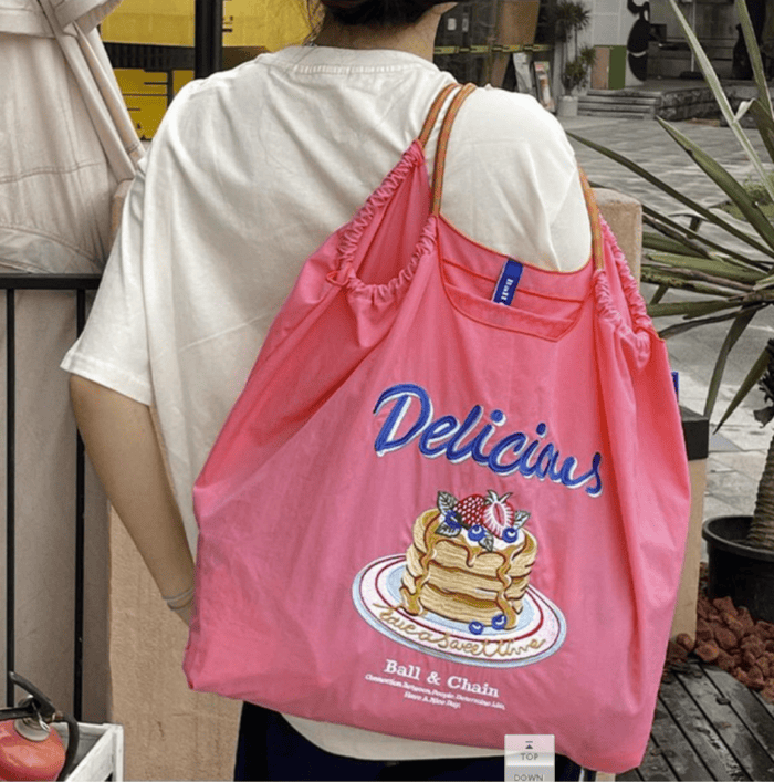 HZ-3020 Eco-Friendly Pancake Embroidered Nylon Shopper Bag - Image 4