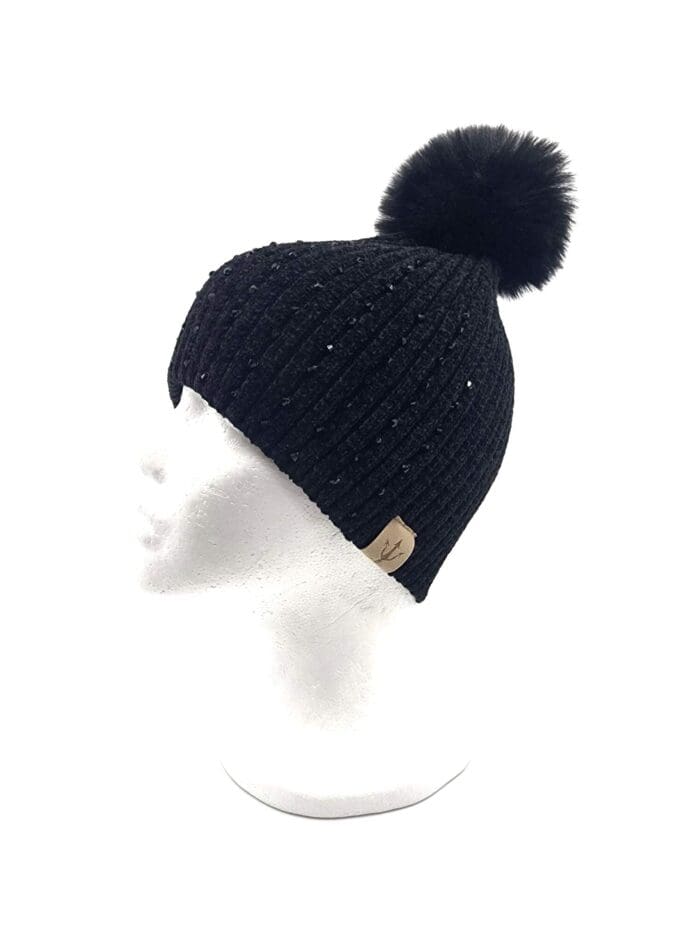 HZ-103 Embellishment Beanie with Fur Pom - Image 2