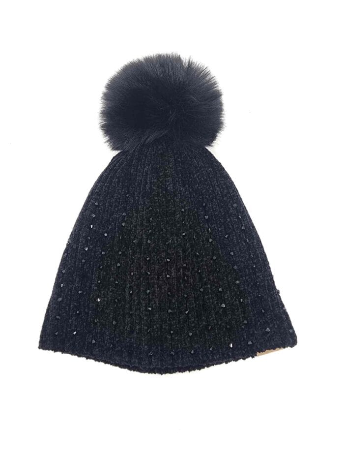 HZ-103 Embellishment Beanie with Fur Pom - Image 3