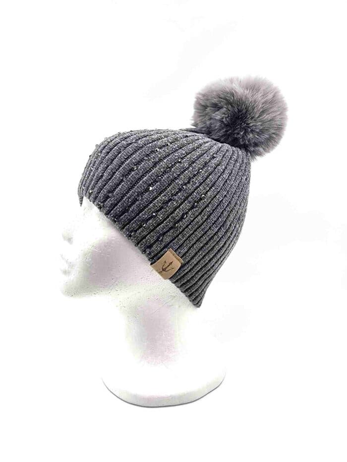 HZ-103 Embellishment Beanie with Fur Pom - Image 4