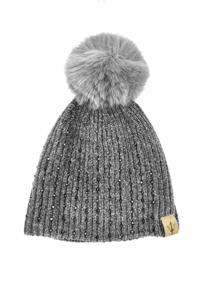 HZ-103 Embellishment Beanie with Fur Pom - Image 5