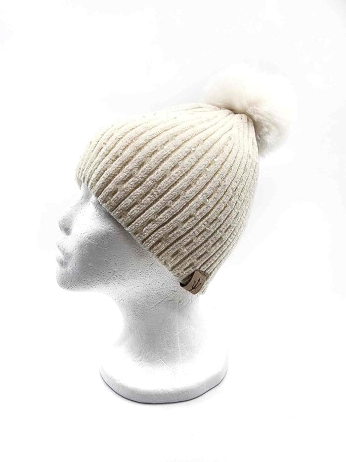 HZ-103 Embellishment Beanie with Fur Pom - Image 6