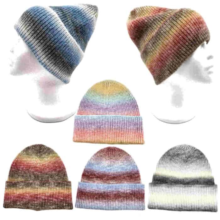 HZ-30005 Multi Colored Stripe Winter Beanie