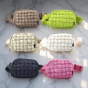 C-0064 Women's Quilted Puffer Nylon Belt Bag Fanny Pack