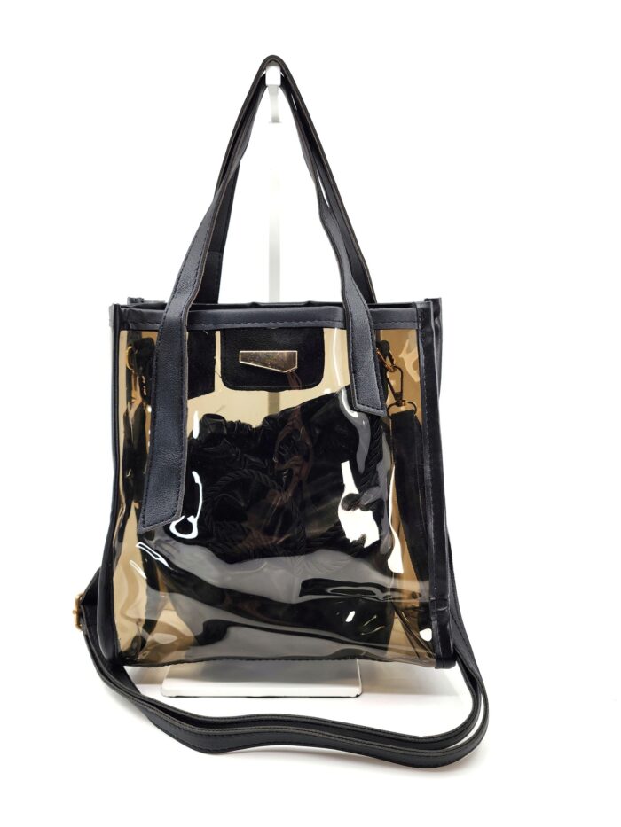 HZ-6170 Hologram Transparent Small Tote Bag with Pouch - Image 2