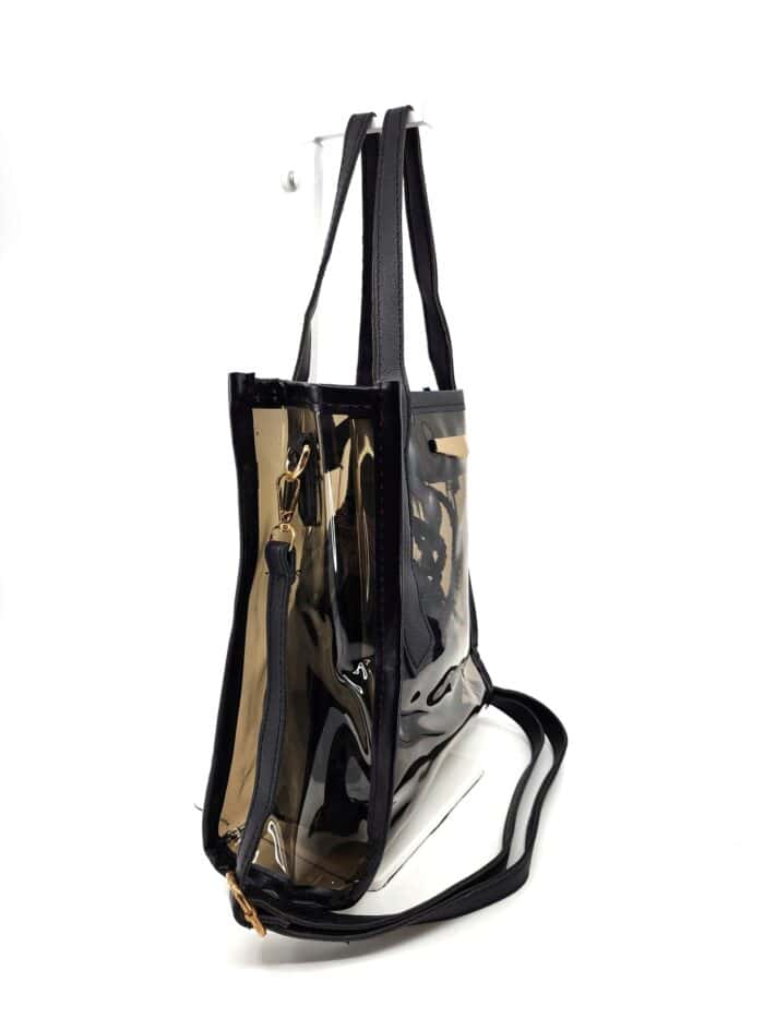 HZ-6170 Hologram Transparent Small Tote Bag with Pouch - Image 3