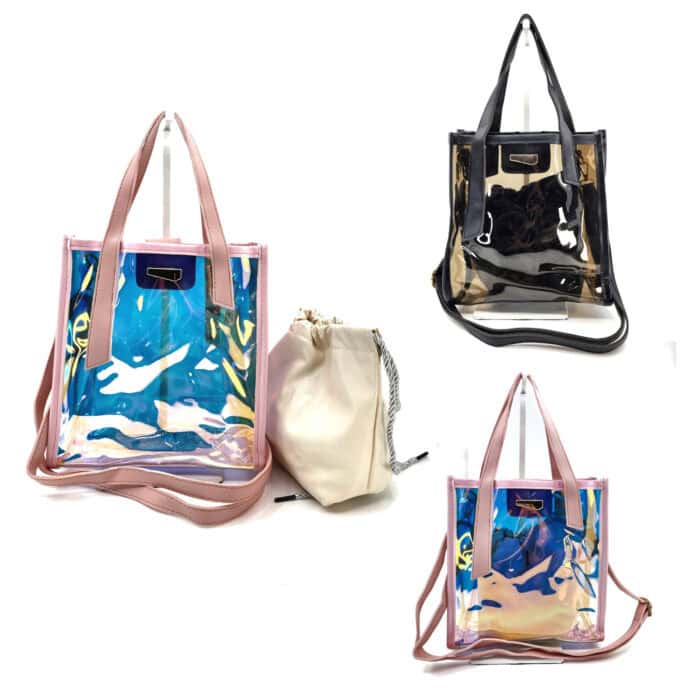 HZ-6170 Hologram Transparent Small Tote Bag with Pouch