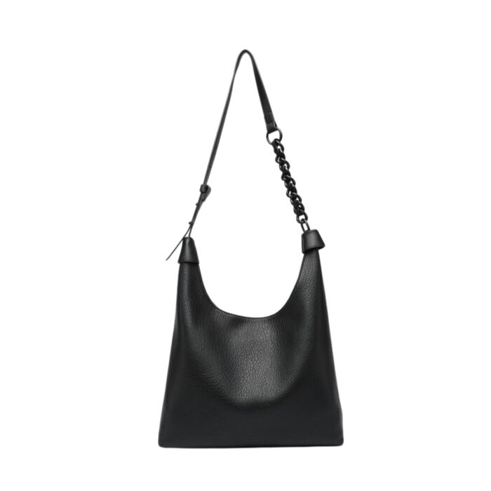 L-04 Women's Partial Braided Strap Pebble Vegan Leather Hobo Tote Bag - Image 2