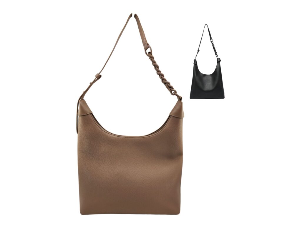 ショルダーバッグ・ポシェット Fallett Two-Way Vegan Leather Hobo Bag Black FA2403BG13BK Hobo Bag for Women, Black Vegan Leather Tote Bag with Zipper