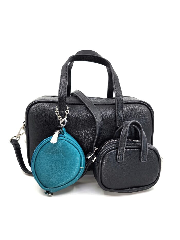 HZ-8289 Women's Double Handle Soft Leather Satchel Crossbody Bag with Two Mini Pouch - Image 3