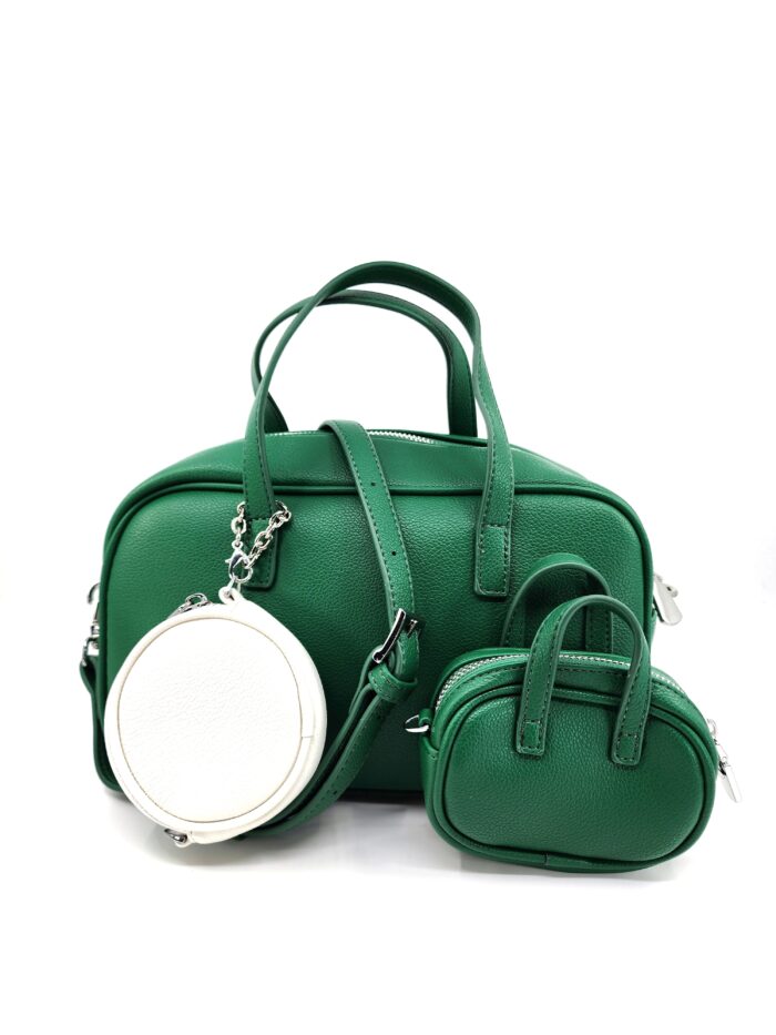 HZ-8289 Women's Double Handle Soft Leather Satchel Crossbody Bag with Two Mini Pouch - Image 4