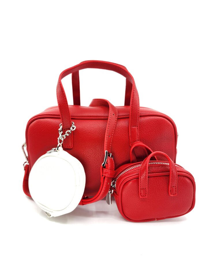 HZ-8289 Women's Double Handle Soft Leather Satchel Crossbody Bag with Two Mini Pouch - Image 5