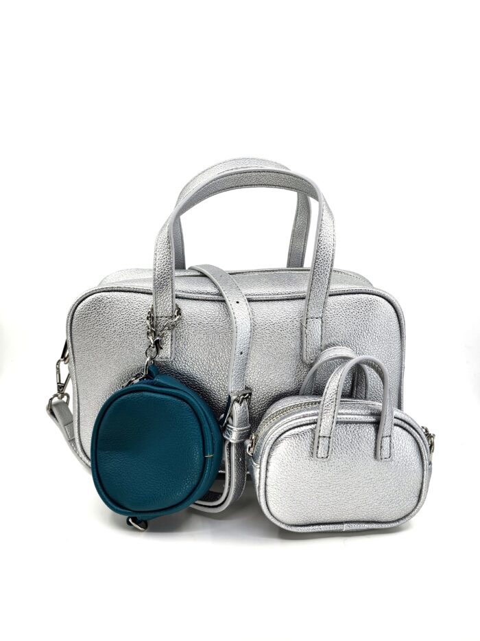 HZ-8289 Women's Double Handle Soft Leather Satchel Crossbody Bag with Two Mini Pouch - Image 6