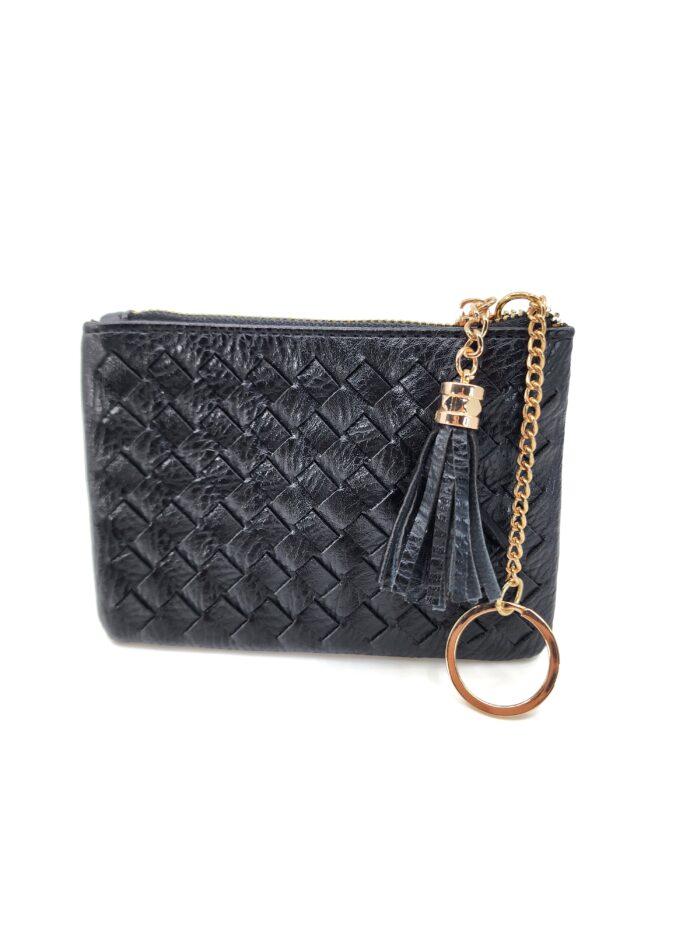 HZ-8290 Women's Woven Tassel Top Zip Coin Purse Wallet with Key Chain - Image 2