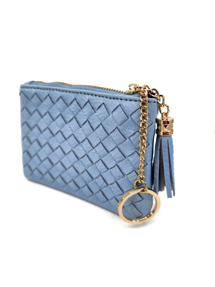 HZ-8290 Women's Woven Tassel Top Zip Coin Purse Wallet with Key Chain - Image 3