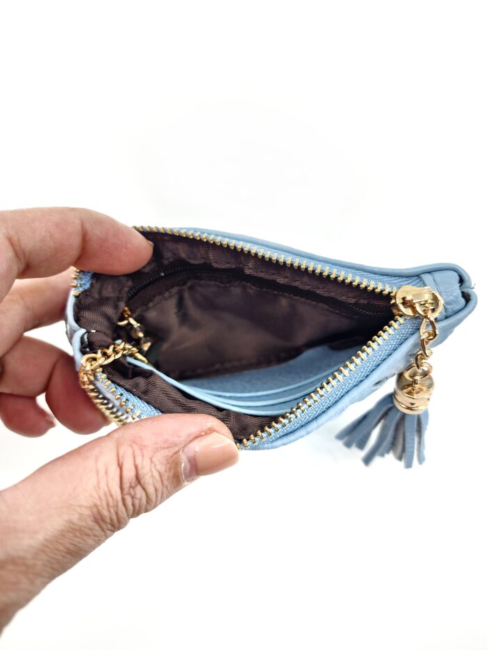 HZ-8290 Women's Woven Tassel Top Zip Coin Purse Wallet with Key Chain - Image 7