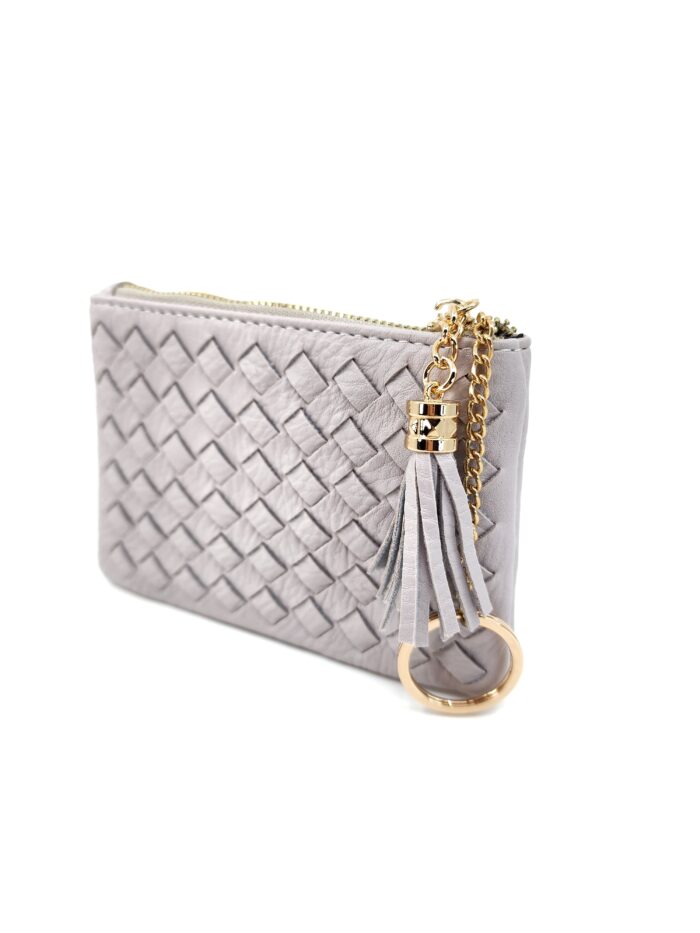 HZ-8290 Women's Woven Tassel Top Zip Coin Purse Wallet with Key Chain - Image 4