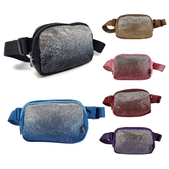 HZ-4284 Women's Sparkle Ombre Rhinestone Belt Bag Fanny Pack