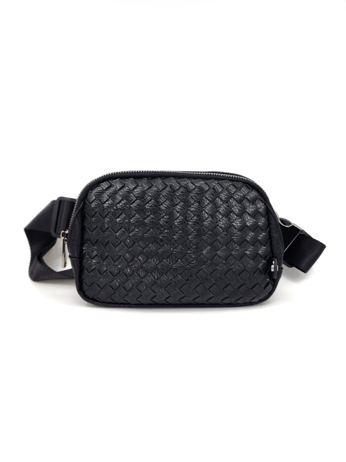 HZ-4360 Women's Vegan Leather Woven Fanny Pack Crossbody Bag - Image 2