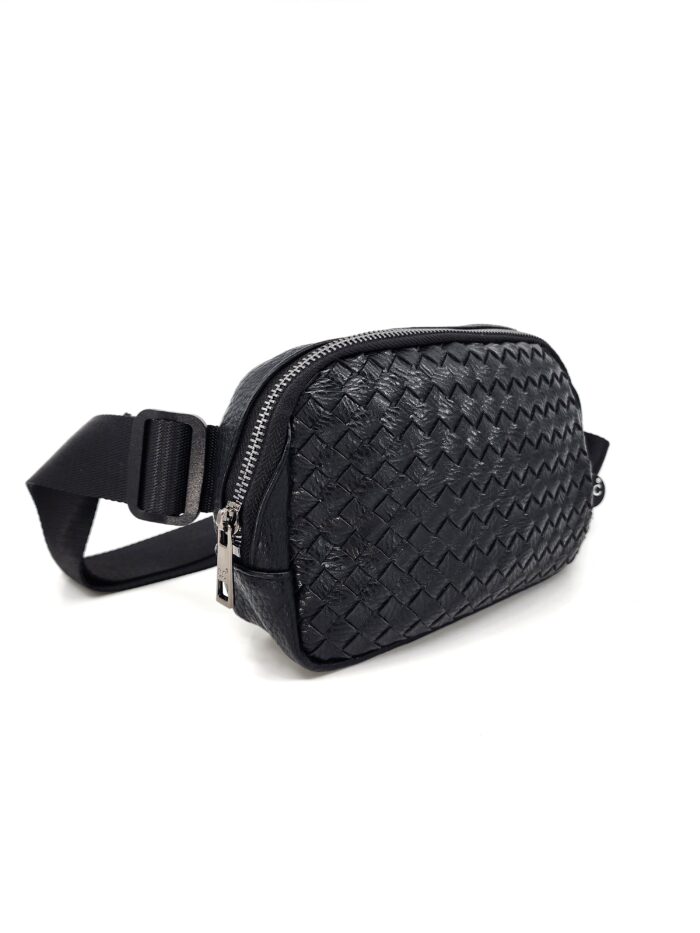 HZ-4360 Women's Vegan Leather Woven Fanny Pack Crossbody Bag - Image 3