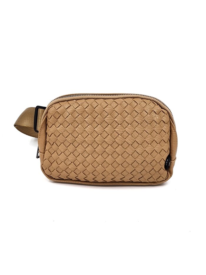 HZ-4360 Women's Vegan Leather Woven Fanny Pack Crossbody Bag - Image 5