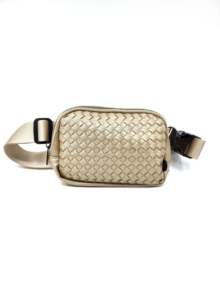 HZ-4360 Women's Vegan Leather Woven Fanny Pack Crossbody Bag - Image 6