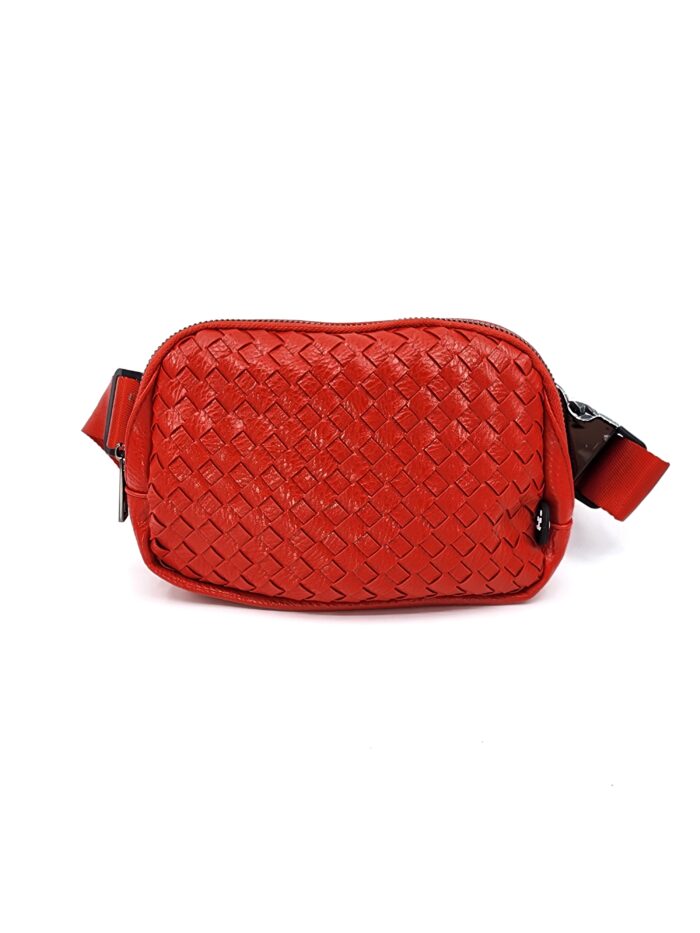 HZ-4360 Women's Vegan Leather Woven Fanny Pack Crossbody Bag - Image 8