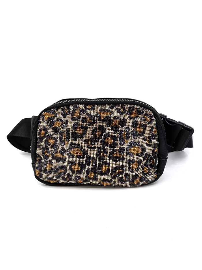 HZ-4367 Animal Pattern Sparkle Rhinestone Belt Bag Fanny Pack Crossbody Bag - Image 2