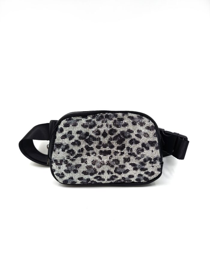 HZ-4367 Animal Pattern Sparkle Rhinestone Belt Bag Fanny Pack Crossbody Bag - Image 3