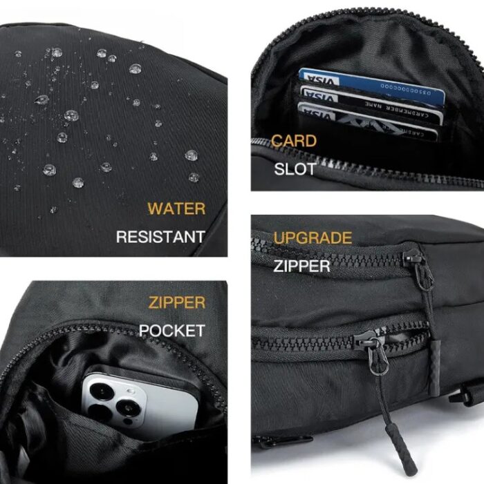 HZ-20013 Waterproof Nylon Double Compartment Chest Crossbody Sling Bag - Image 9