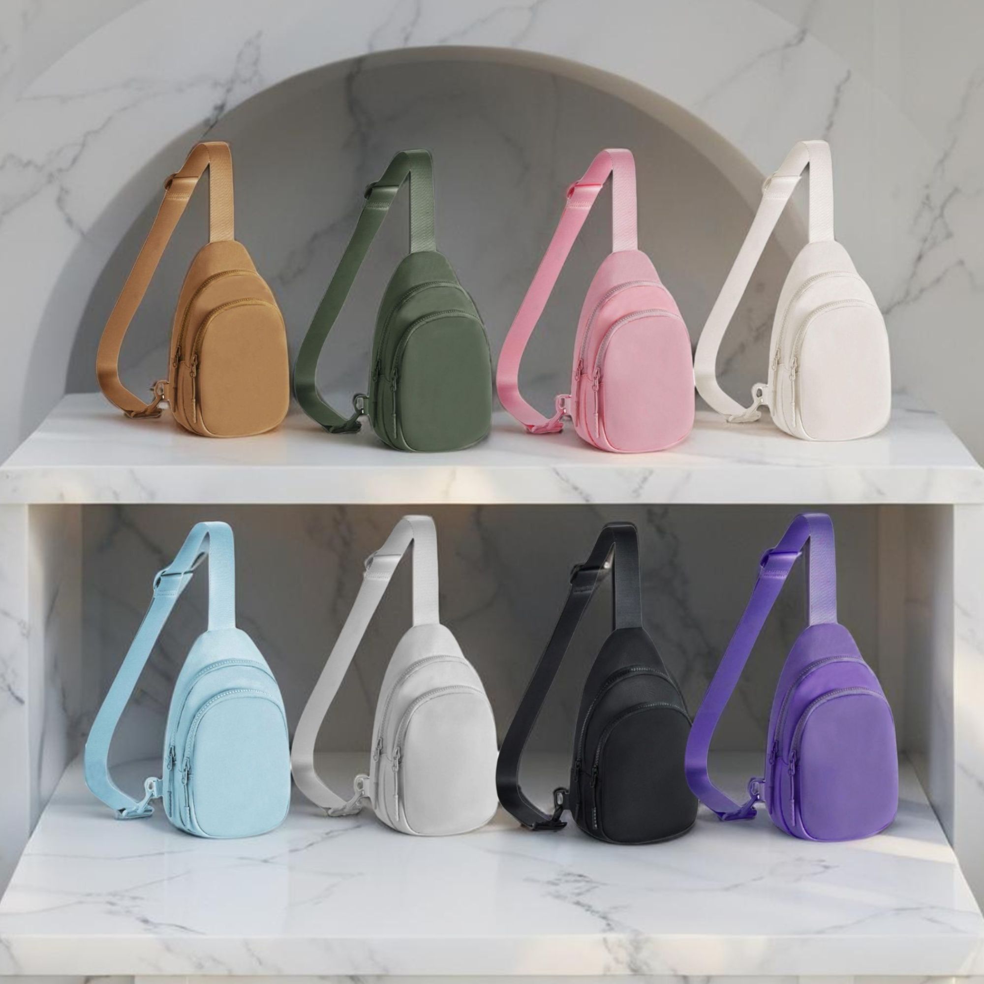 HZ-20013 Waterproof Nylon Double Compartment Chest Crossbody Sling Bag