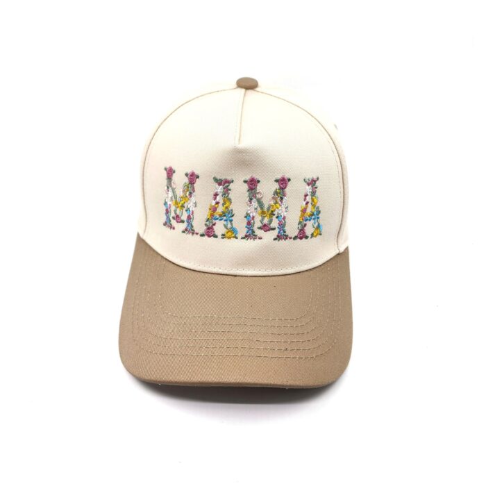 HZ-7787 MAMA Flower Pattern Embroidered Trucker Hat - Image 2