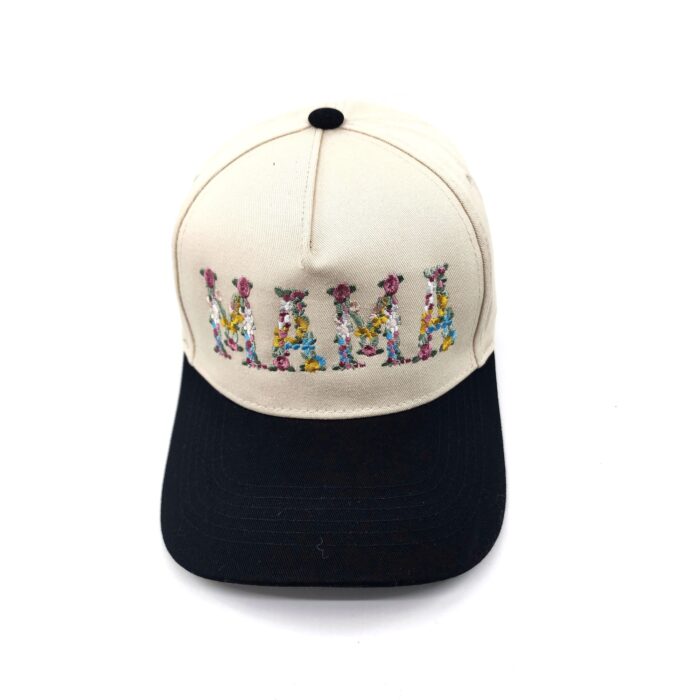 HZ-7787 MAMA Flower Pattern Embroidered Trucker Hat - Image 3