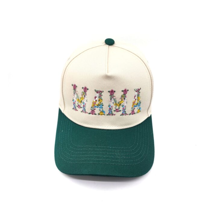 HZ-7787 MAMA Flower Pattern Embroidered Trucker Hat - Image 4