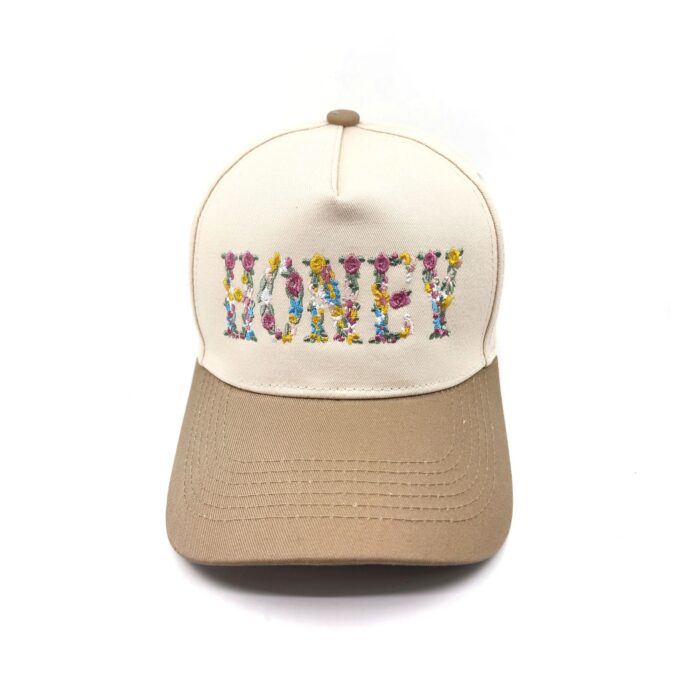 HZ-7788 HONEY Flower Pattern Embroidered Trucker Hat - Image 2