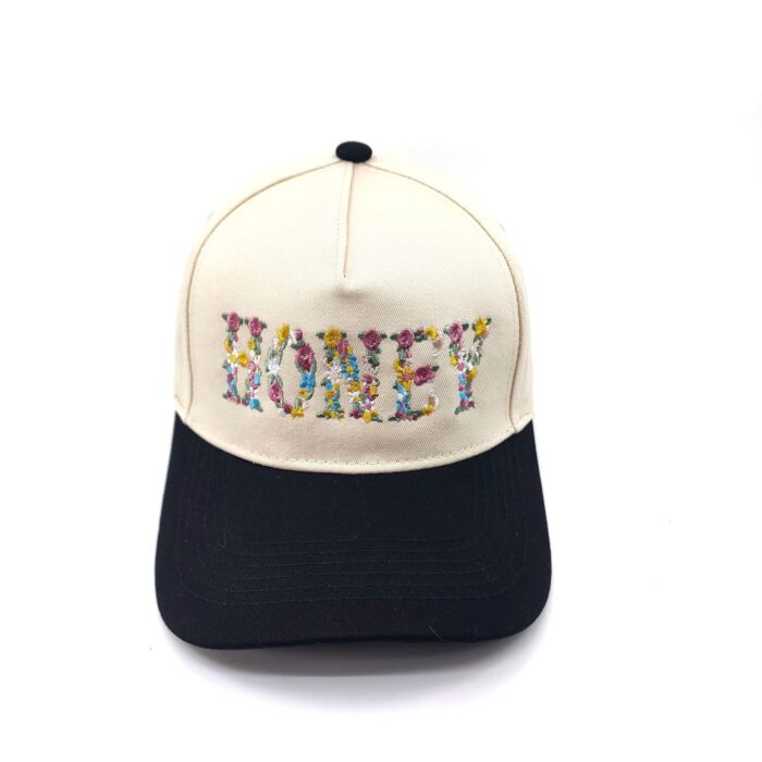 HZ-7788 HONEY Flower Pattern Embroidered Trucker Hat - Image 3
