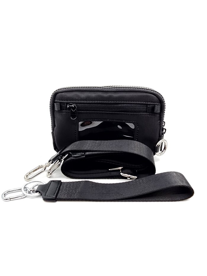 HZ-7891 Nylon Double Compartment Crossbody Wallet Bag and Wristlet - Image 4