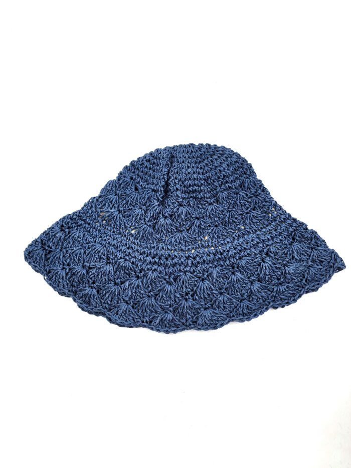 HZ-9204 Women's Hand Crochet Clothe Straw Solid Color Bucket Hat - Image 4