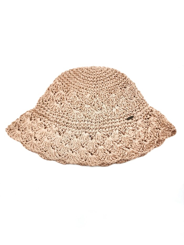 HZ-9204 Women's Hand Crochet Clothe Straw Solid Color Bucket Hat - Image 6
