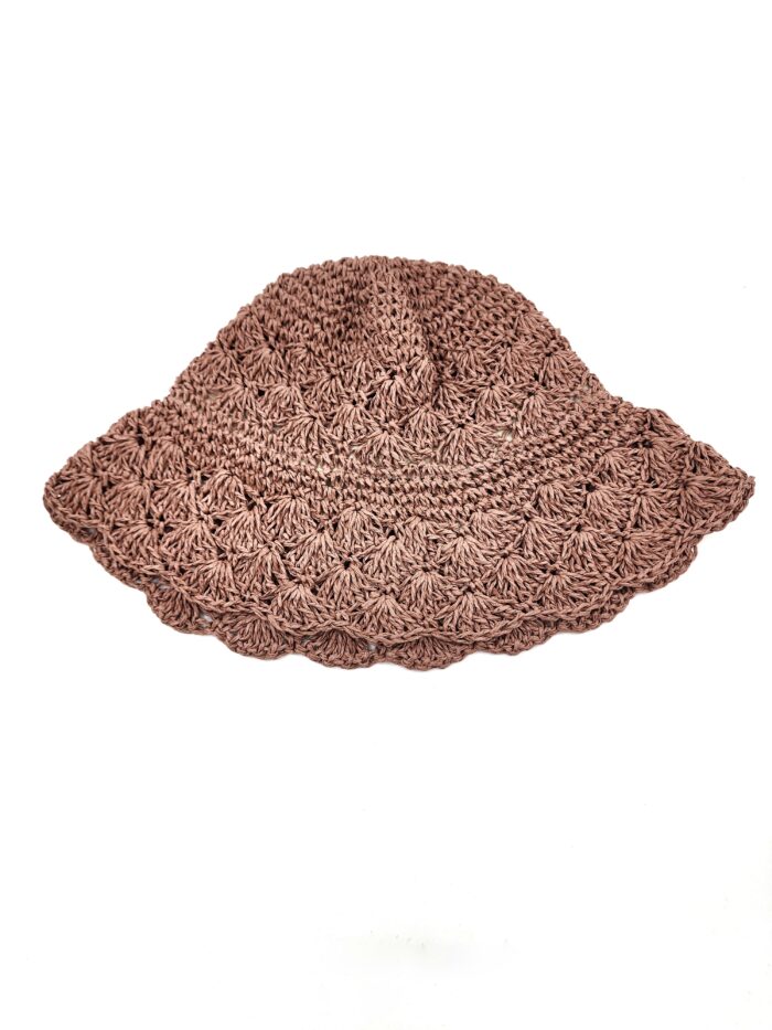 HZ-9204 Women's Hand Crochet Clothe Straw Solid Color Bucket Hat - Image 7