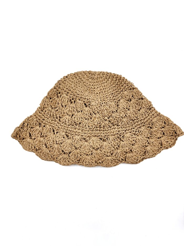 HZ-9204 Women's Hand Crochet Clothe Straw Solid Color Bucket Hat - Image 8