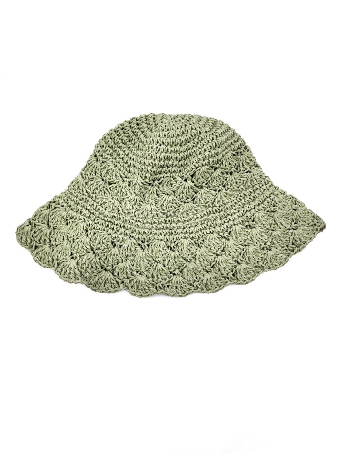 HZ-9204 Women's Hand Crochet Clothe Straw Solid Color Bucket Hat - Image 9