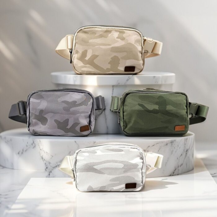 HZ-4254 Women's Camouflage Print Nylon Fanny Pack Belt Bag