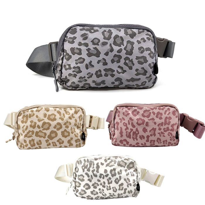 HZ-4255 Women's Leopard Print Nylon Fanny Pack Belt Bag