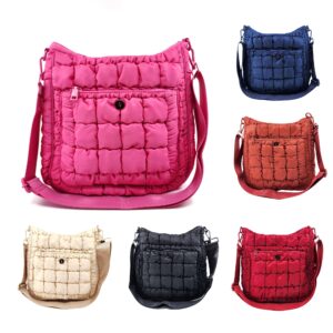 HZ-5236 Women's Medium Nylon Quilted Top Zip Shoulder Crossbody Bag